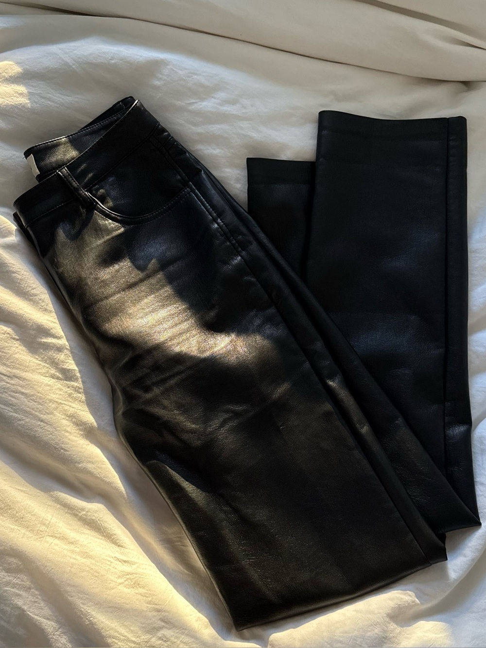 BLACK FAUX LEATHER WILFRED MELINA PANTS